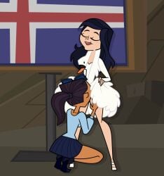 2girls accurate_art_style female female_only icelandic_swan_girl_(tdi) implied_cunnilingus jen_(tdi) multiple_girls petitetarte tagme the_ridonculous_race total_drama_island yuri