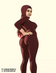 1girls big_ass curvy dark-skinned_female dark_skin female female_only fit hijab human looking_back muslim muslim_female pamg posing rear_view sibel_(vforvendettav) solo tight_clothing vforvendettav voluptuous yoga_pants