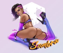 1girls andava ass bent_legs black_hair blizzard_entertainment brunette butt cameltoe dark-skinned_female dark_skin dat_ass eyebrow_slits eyeshadow female female_only heels hispanic latina leaning_forward leg_up legs_apart legwear looking_at_viewer looking_back makeup mexican multicolored_hair narrowed_eyes overwatch overwatch_2 petite presenting_ass punk punk_girl purple_eyes purple_hair purple_highlights purple_lipstick seductive_eyes seductive_look seductive_smile shaved_side sidecut sitting slim solo solo_female sombra text thick_thighs two_tone_hair very_high_resolution white_background