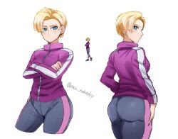 aka_nobodyy android_18 ass dragon_ball dragon_ball_super jacket mature mature_female milf track_jacket track_pants track_suit