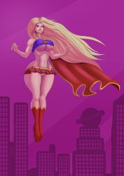 1girls annon beltskirt big_breasts bimbo blonde_hair boots breasts cape choker cleavage dc dcau female female_only flying high_heel_boots high_heels kara_in-ze lipstick long_hair microskirt miniskirt navel nipples platform_heels pussy revealing_clothes skimpy_clothes skirt solo supergirl superman_(series) thick_thighs underboob very_long_hair voluptuous wide_hips