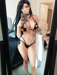 alternate_costume black_hair breasts crossover female final_fantasy final_fantasy_vii kitagawa_marin_(cosplay) red_eyes solo sono_bisque_doll_wa_koi_wo_suru spykeee swimsuit tifa_lockhart