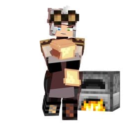 anthro bread character_sheet clothed corset different_eye_color ender2435 goggles goggles_on_head grace_(ender2435) mature_female minecraft multiple_views presenting white_hair