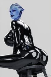 1girls 3d alien alien_girl asari big_ass big_breasts big_butt bioware blue_skin bodysuit clothed female female_only fit fit_female heroine large_breasts latex latex_suit liara_t'soni mass_effect presenting_hindquarters rear_view shiny_clothes skintight skintight_bodysuit solo spankable theafterlife tight_clothing