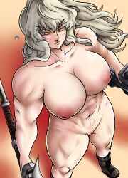 1girls big_breasts breasts cal-141 female female female_only gun halo_(game) halo_(series) halo_legends milf muscular_female nipples nude_female spartan_(halo) thick_thighs vagina white_hair yellow_eyes