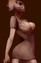 2d 2d_(artwork) big_ass big_breasts blood cleavage faceless faceless_female female female_only minidress monster_girl nurse nurse_(silent_hill) nurse_cap nurse_uniform short_dress silent_hill silent_hill_(film) silent_hill_homecoming solo thin_waist tight_clothing veins veiny