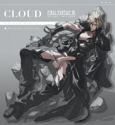 1boy blonde_hair cloud_strife final_fantasy final_fantasy_vii male male_only penis ripped_clothing solo tagme uncensored weiss_kurosaki