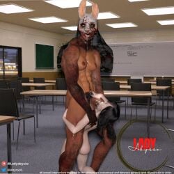 1futa 1girls 3d big_penis classroom dbd dead_by_daylight futanari gag ladyabysso muscular muscular_female original_character schoolgirl spit teenager the_huntress_(dead_by_daylight) young younger_female