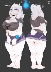 belly blush body boss bovid breasts caprine chubby clothed clothing eyes female goat heart hips horn mammal monster navel red robe smile solo thick_thighs toriel undertale video_games white