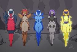 5girls areolae blue_hair blue_skin braille breasts brown_skin dragon electric elemental_creature elemental_humanoid golem gravelurkertsk grey_skin ice metal_body mineral_fauna mineral_humanoid multiple_girls nipples personification pokemon pokemon_rse pokemon_ss purple_hair pussy red_hair red_skin regice regidrago regieleki regirock registeel rock rock_creature rock_humanoid smile steel stone_body tagme white_hair yellow_hair yellow_skin