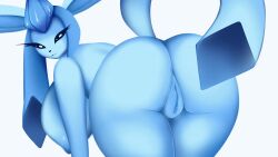 animated anthro anthrofied ass big_breasts blue_body breasts eeveelution female fur furry furry_only genitals glaceon hi_res large_breasts looking_at_viewer looking_back mammal naked nintendo nipples nude pokémon_(species) pokemon pokemon_(species) presenting presenting_hindquarters presenting_pussy pukemilked pussy shaking_butt solo tail thick_thighs video_games