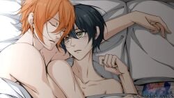 2boys after_sex bed bedroom implied_sex miyano_yoshikazu naked sasaki_shuumei sasaki_to_miyano sleeping yaoi