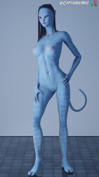 1girls 3d alien alien_girl alien_only athletic_female avatar big_breasts black_hair blue_skin breasts captainyorki completely_naked completely_nude completely_nude_female female female_only hand_on_hip humanoid na'vi naked neytiri nipples nude nude_female pink_nipples pussy shaved_pussy solo solo_female tail vagina