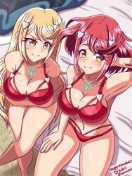 bra breasts female jokarioart looking_at_viewer mythra nintendo panties pyra solo tagme xenoblade_(series) xenoblade_chronicles_2