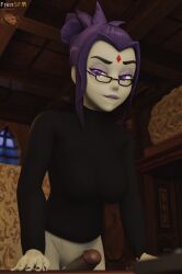 3d blender_(software) dc dc_comics frensfm futanari glasses rachel_roth raven_(dc) tagme teacher teacher_outfit teen_titans