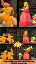 1futa 2boys 3d 4koma big_ass big_balls big_breasts big_penis blonde_hair blue_eyes bowser_jr. comic dialogue female futanari green_toad koopa mario_(series) medium_breasts nipples nutmansfm princess_peach super_mario_bros. toad_(mario) wendy_o._koopa