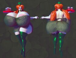 1girls 3d bar_maid high_heel_boots high_heels huge_breasts hyper_bimbo irish jackd22 large_breasts orange_hair