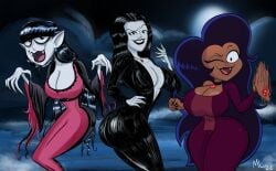 3girls 3milfs alternate_version_available ameizing_lewds artist_name ass big_breasts black_hair breasts cartoon_network countess_ruby crossover curvaceous curvy curvy_female dark-skinned_female dark_skin fangs female female_vampire goth_milf hips huge_breasts large_breasts light-skinned_female light_skin long_hair mature mature_female milf milfs morticia_addams multiple_girls ok_k.o.!_let's_be_heroes pale-skinned_female pale_skin scary_godmother_(series) the_addams_family vampire vampires very_long_hair voluptuous watermark wide_hips wilhamena