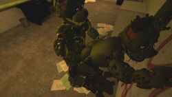 2boys 3d against_wall animatronic ass five_nights_at_freddy's fnaf gay green_body in_game_model machine male male_only oc office robot selfcest sex sex_from_behind springtrap springtrap_(fnaf)