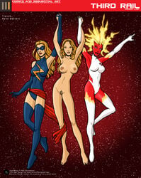 1girls avengers big_breasts binary_(marvel) breasts carol_danvers female female_only flaming_hair marvel marvel_comics ms._marvel ms._marvel_(carol_danvers) nipples nude nude_female pubic_hair solo superhero superheroine trdl