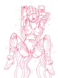 1girls anal anal_penetration arcee arcee_(g1) autobot big_breasts breasts female female_autobots female_only groping_breasts monochrome nipples pussy robot robot_girl sketch tagme tentacle tentacle_sex tentacles transformers unknown_artist