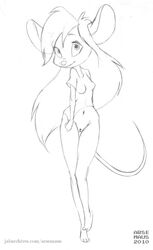 anthro anthrofied arsemaus chip_'n_dale_rescue_rangers disney gadget_hackwrench monochrome pussy sketch