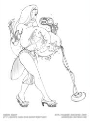 disney hyper_breasts jessica_rabbit monochrome nipples readyart tagme who_framed_roger_rabbit