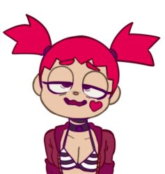 2022 animal_crossing animal_crossing_girl bra breasts cheri_(hexvoid) cleavage goth gothic hexanne nintendo only_player red_hair twintails villager_(animal_crossing)