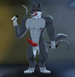 1boy absurd_res anthro death_(puss_in_boots) dreamworks furry hi_res male male_only nude penis puss_in_boots_(dreamworks) puss_in_boots_(film) puss_in_boots_the_last_wish sarkvy shrek_(series) solo universal_studios weapon wolf