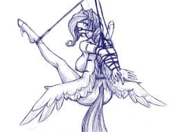 alicorn alicorn anthro ball_gag big_breasts bondage bondage bound breasts equid equine female gag gingersnaps_(oc) hands_behind_back hasbro hi_res horn looking_back mammal my_little_pony nude rear_view side_boob snickerlewdles solo spread_legs spreading suspension_bondage wings