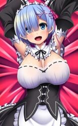 huge_breasts mirisha re:zero_kara_hajimeru_isekai_seikatsu rem_(re:zero) smile