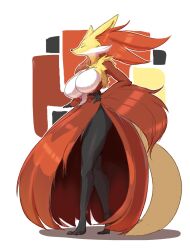 big_breasts closed_eyes delphox dokkaku dress elegant female furry pokémon_(species) pokemon tagme