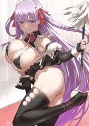 1girls 2022 ass bb_(fate) breasts duster fate/extra_ccc fate/grand_order fate_(series) female female_only heels hips holding_object huge_breasts large_ass light-skinned_female light_skin long_hair maid maid_bikini maid_headdress maid_outfit naughty_face purple_eyes purple_hair short_skirt skindentation skirt slim_waist smile smug smug_face smug_grin teasing teasing_viewer thick_thighs thighhighs thighs uo_denim very_long_hair wide_hips