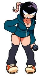 angry animated bomb bomb_girl breasts cleavage_cutout female female_only friday_night_funkin fuse genderswap jacket legwear looking_down microphone orange_boots orange_pupils rule_63 whitty_(friday_night_funkin)