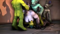 cum cum_in_mouth cum_inside erontauren gangbang goblin goblin_male group_sex larger_female pandaren sfm size_difference smaller_male warcraft world_of_warcraft