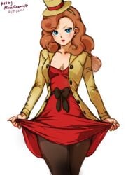 1girls dress female katrielle_layton layton's_mystery_journey minacream professor_layton solo solo_female white_background