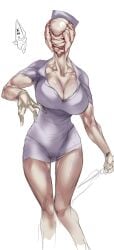 big_breasts body_horror bubble_head_nurse cleavage colored_sketch deformed faceless faceless_female feet_out_of_frame female female_only gloves huge_breasts humanoid knees_together_feet_apart minidress monster_girl nightmare_fuel nurse nurse_(silent_hill) nurse_cap nurse_uniform pale-skinned_female pale_skin pyramid_head shiny_skin short_dress short_sleeves silent_hill silent_hill_2 solo thigh_gap wide_hips