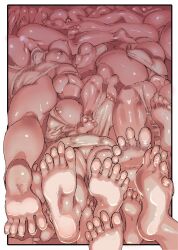 2d 2d_(artwork) barefoot big_breasts breast_creature breast_wall breasts breasts_out bubble_head_nurse faceless feet female female_only foot_focus monster_girl multi_breast multiple_girls nurse_(silent_hill) pink_skin sashizume_soutarou shiny_skin silent_hill silent_hill_2 soles wall_of_breasts wall_of_flesh wall_of_vaginas