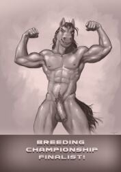 abs anthro athletic balls biceps bodily_fluids cocky digital_media_(artwork) equid equine flexing foreskin genital_fluids genitals hi_res horse humanoid leaking male mammal manly marsonaut muscular nude painting painting_(artwork) pecs penis precum pubic_hair simple_background smile solo top_(disambiguation)