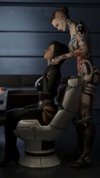 2girls 3d 3d_(artwork) bioware collar collaring dominant_female jack_(mass_effect) lesbian mass_effect miranda_lawson nipples potatofire777 subject_zero submissive_female tattoos yuri