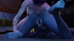 3d asari ass barefoot cum cum_in_pussy dominant_female domination feet feet_up female_only femdom fingering helmet_removed leaking_cum liara_t'soni mass_effect nude potatofire777 pussy quarian soles tali'zorah_nar_rayya toes yuri