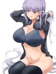 1girls bare_midriff bare_thighs bra breasts cleavage female female_only fire_emblem fire_emblem:_the_binding_blade large_breasts long_hair midriff nintendo no_panties open_mouth purple_eyes purple_hair sitting solo sophia_(fire_emblem) thick_thighs thighhighs thighs toshimasa very_long_hair