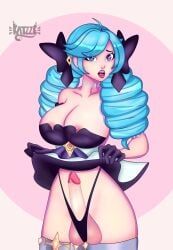 1futa 4katze areola_slip areolae balls big_breasts big_penis breasts clothed clothing dress erection female futa_only futanari gwen_(league_of_legends) human intersex league_of_legends light-skinned_futanari light_skin mostly_clothed nipples pale_skin penis posing riot_games solo standing