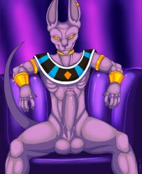 anthro balls beerus big_balls big_penis boner dragon_ball dragon_ball_super erection furry gay male male_only merffle penis solo solo_male spread_legs