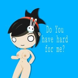 black_hair blue_background naked radio_gosha smile