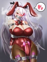 1futa azur_lane big_breasts big_penis blush bondage bound breasts bulge clothed clothing duct_tape erection erection_under_clothes fully_clothed futa_only futa_sans_balls futanari futanari_focus gag human ka_gu_ya_3 kaguya-san_(nantyu-erosada) light-skinned_futanari light_skin long_hair one_eye_closed penis precum_through_clothing prinz_eugen_(azur_lane) rabbit_ears sex_toy solo standing twintails vibrator vibrator_on_penis white_hair