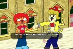 clothing dialogue dwonksa embarrassed erection erection_under_clothes female futa_only futanari imminent_sex intersex lammy_lamb mama_parappa parappa_the_rapper pubes pubic_hair public public_nudity reluctant sony_corporation sony_interactive_entertainment text text_box um_jammer_lammy