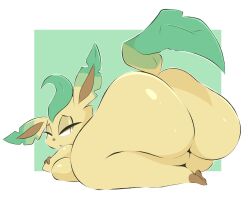 anthro arizonathevixen ass_focus big_ass breasts bubble_butt eeveelution female huge_ass leafeon pokemon pokemon_(species) tagme