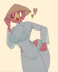 ao_dai big_breasts bra breasts cocomooooochi conical_hat countryhumans countryhumans_girl huge_breast large_breasts massive_breasts panties see-through vietnam_(countryhumans)