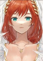 angel cute green_eyes portrait red_hair sierra_(ramzkun)